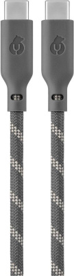 Кабель uBear Trend Cable USB-C - USB-C, 1.2 м, нейлон серо-бежевый