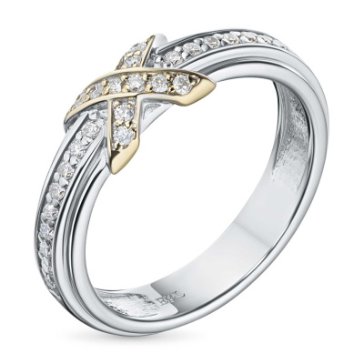 Классическое кольцо из комбинированного золота с бриллиантами э1001кц12210112