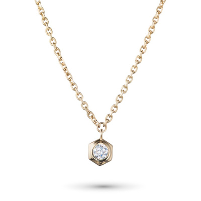 Колье из желтого золота с бриллиантом э0301кл06210202