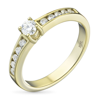 Классическое кольцо из желтого золота с бриллиантами э0301кц02163300