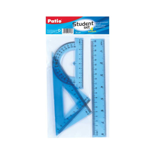 Набор для черчения Patio (линейка 20 см, 2 треугольника, угломер) с европодвесом.