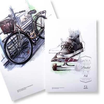 Папка с бумагой для графики и маркеров Малевичъ "Bristol" 15 л 180 г