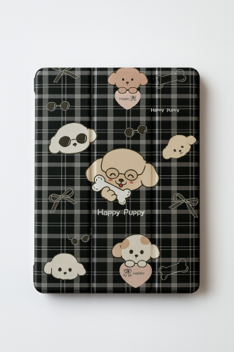 Чехол-книжка Mosbros Happy Puppy для Apple iPad Air 4/5 и Air 11 (2024/2025), с подставкой и отделением под стилус (черный)