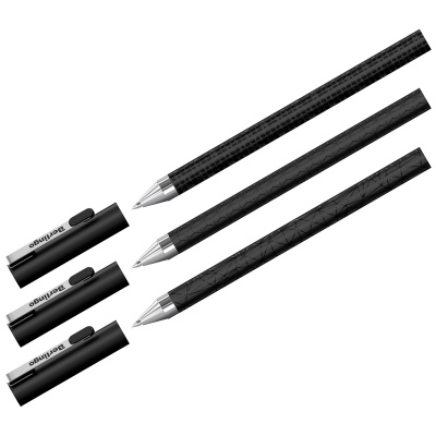 Ручка шариковая Berlingo "DoubleBlack" синяя 0,7 мм, игольчатый стержень