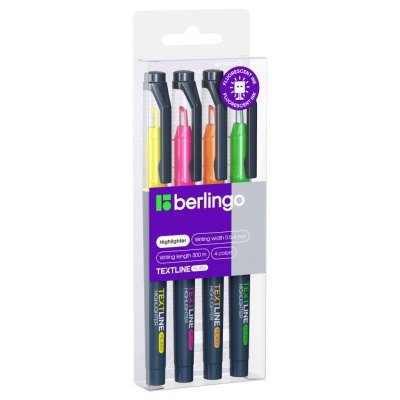 Набор текстовыделителей Berlingo "Textline HL450" 4 цв., 0,5-4 мм, европодвес