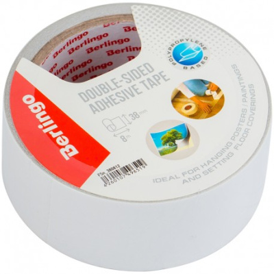 Клейкая лента двусторонняя Berlingo 38 мм*8 м, основа-полипропилен