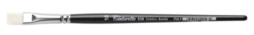 Кисть синтетика №22 плоская Tintoretto "Avorio" на короткой ручке