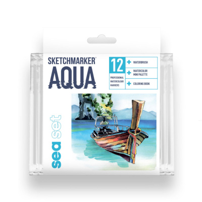 Набор акварельных маркеров SKETCHMARKER "Aqua Pro" Sea Set 12 цв