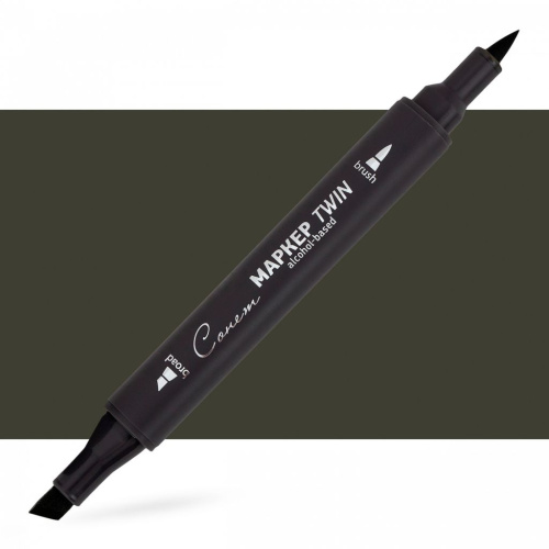 Маркер спиртовой Сонет "TWIN Brush" Черно-оливковый
