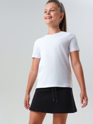 Комплект трикотажный для девочек: фуфайка (футболка), юбка-шорты