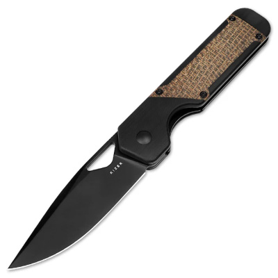 Складной нож Kizer Militaw black сталь Nitro-V, рукоять Black G10/Brown Micarta