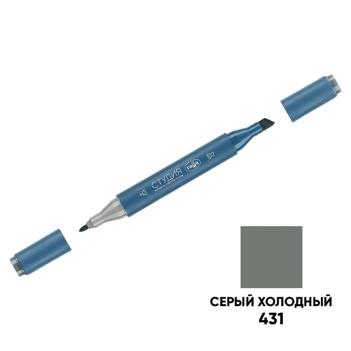 Маркер двусторонний для скетчинга Гамма "Студия", серый холодный, корпус трехгранный, пулевид./клино