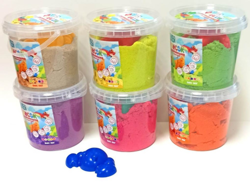 Кинетический песок в ведерке 1 кг с формочкой для лепки, цвет желтый