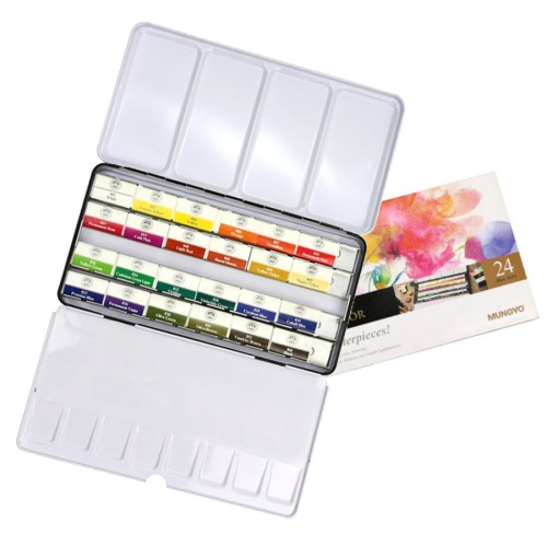 Набор акварели Mungyo "Gallery" 24 цв кюветы в металлической коробке