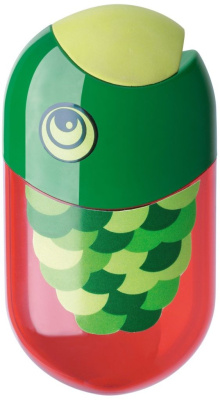 Точилка пластиковая с ластиком Faber-castell "Fish" 2 отверстиz, контейнер