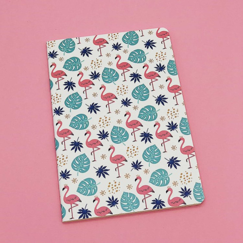 Тетрадь "Flamingo blue leaves"
