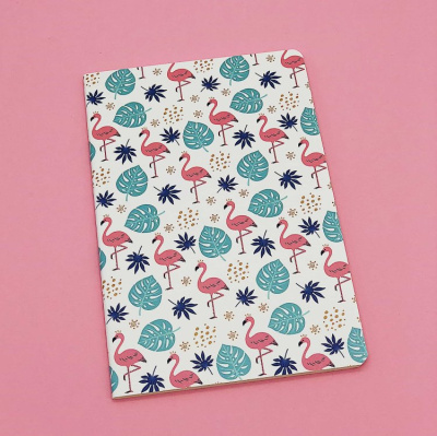 Тетрадь "Flamingo blue leaves"