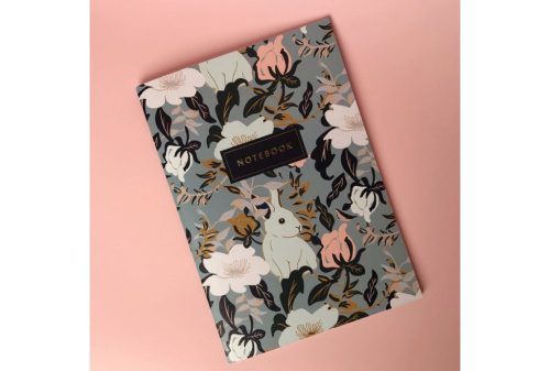 Тетрадь в клетку Rabbit А5 24 л 90 г слоновая кость, сшивка, ламинация