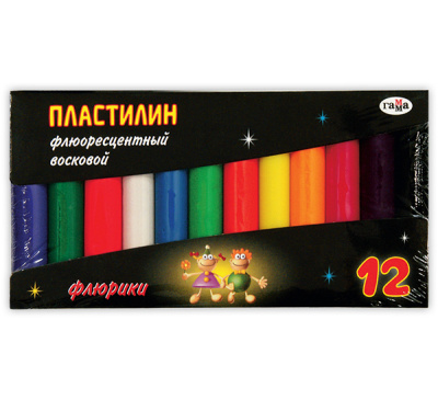 Набор пластилина Гамма "Флюрики" 12 цв Флуоресцентный