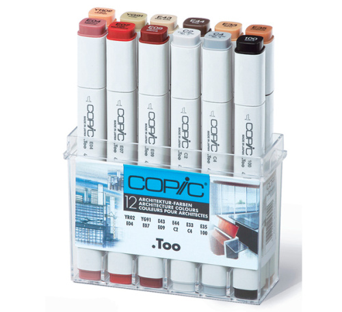 Набор маркеров Copic 12 шт "Архитектура" бежевых оттенков, в пластике