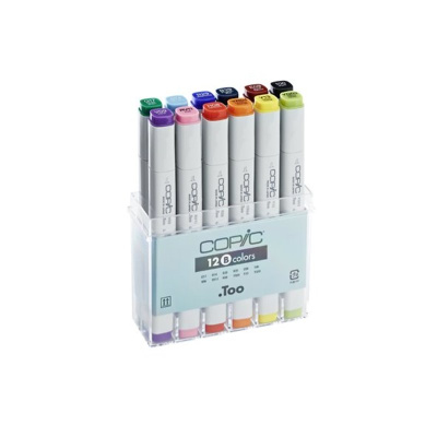Набор маркеров двухсторонних COPIC B 12 шт базовый, в пластиковом контейнере