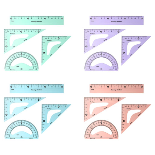 Набор чертежный малый Berlingo "Instinct" (треуг. 2шт, линейка 15см, транспортир), ассорти