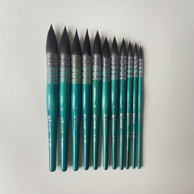 Кисть белка премиум 7 Art Secret, французское крепление, голубая коротка ручка, 18SRQ