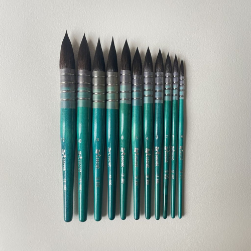 Кисть белка премиум 8 Art Secret, французское крепление, голубая коротка ручка, 18SRQ