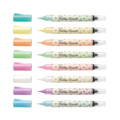 Маркер-кисть Pentel Milky с кнопкой подкачки чернил 1-10 мм в блистере
