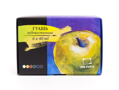 Набор гуаши Малевичъ 6 цв*40 мл