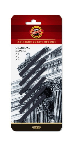 Набор уголь искусственный Koh-I-Noor, брусок 7х7 мм, B-H, 6 шт, в блистере