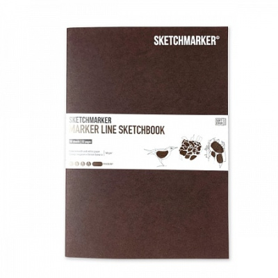 Скетчбук для маркеров Sketchmarker "MARKER LINE" 17,6х25 см 16 л 160 г мягкая обложка, красное дерев