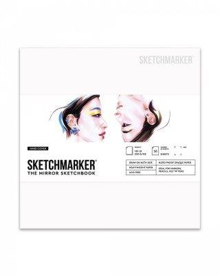 Скетчбук SKETCHMARKER "THE MIRROR" , квадрат., 50 л 220 г, твердая обложка белая