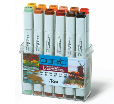 Набор маркеров Copic 12 шт "Осень" теплых оттенков, в пластике