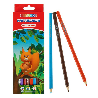 Набор карандашей цветных "Цветик" 18 цв (2М - 4М)