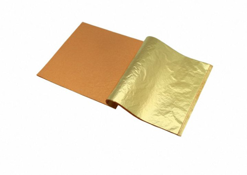 Поталь в листах 14х14 см, цвет - золото, книжка 25 листов