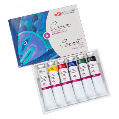 Набор акрила "Сонет" 6 цв*46 мл в полимерном коррексе в картон..коробке