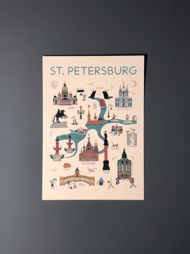 Открытка "Туристическая карта Петербурга"