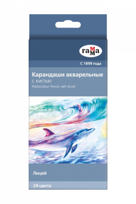 Набор карандашей акварельных Гамма "Лицей" 24 цв + кисть, в картоне