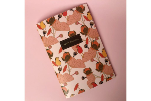 Тетрадь в клетку Flower bird А5 24 л 90 г слоновая кость, сшивка, ламинация