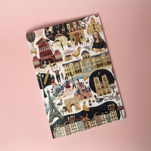 Тетрадь в точку Paris А5 24 л 90 г, золотое тиснение, бумага слоновая кость, сшивка