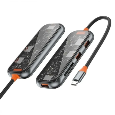 Адаптер Wiwu Cyber 5 в 1 HUB USB-C на 3xUSB3.0/TF/SD (Space Gray)