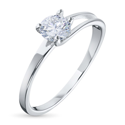 Классическое кольцо из белого золота с бриллиантом э0901кц07080100