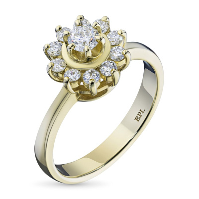 Классическое кольцо из желтого золота с бриллиантами э0301кц07153800