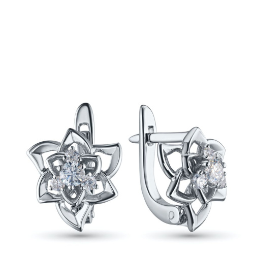 Серьги из белого золота с бриллиантами э4701сг04153900