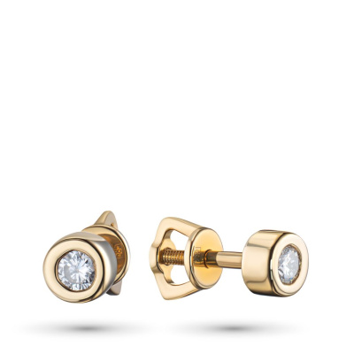 Пусеты из желтого золота с бриллиантами э0301пс05160100