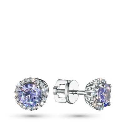 Пусеты из белого золота с танзанитами и бриллиантами э4742пс08210451