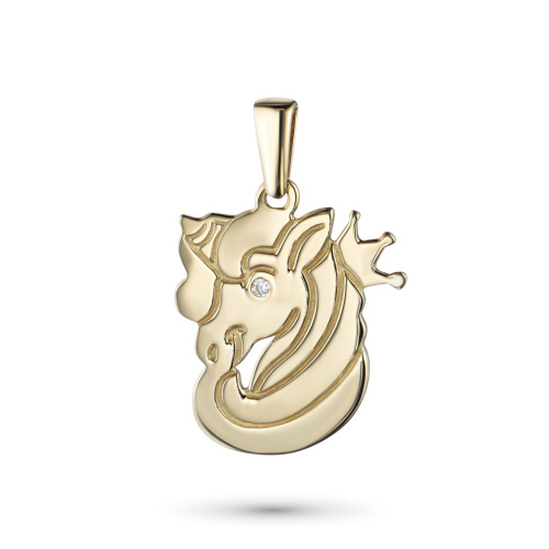 Классическая подвеска из желтого золота с бриллиантом э0301пд04201499