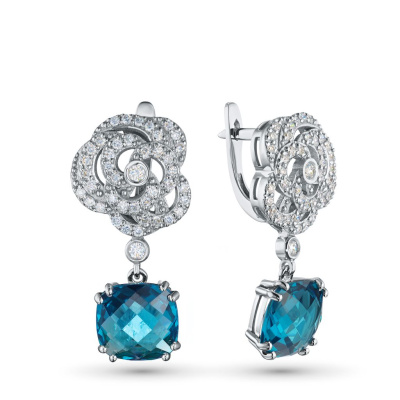 Серьги из белого золота с и топазами э4709сг03250356_white