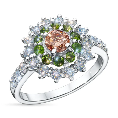 Кольцо из серебра с хромдиопсидами э0654кц05250352_pink